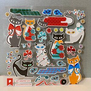Pipsticks Christmas Stickers Gift Wrapped Cats